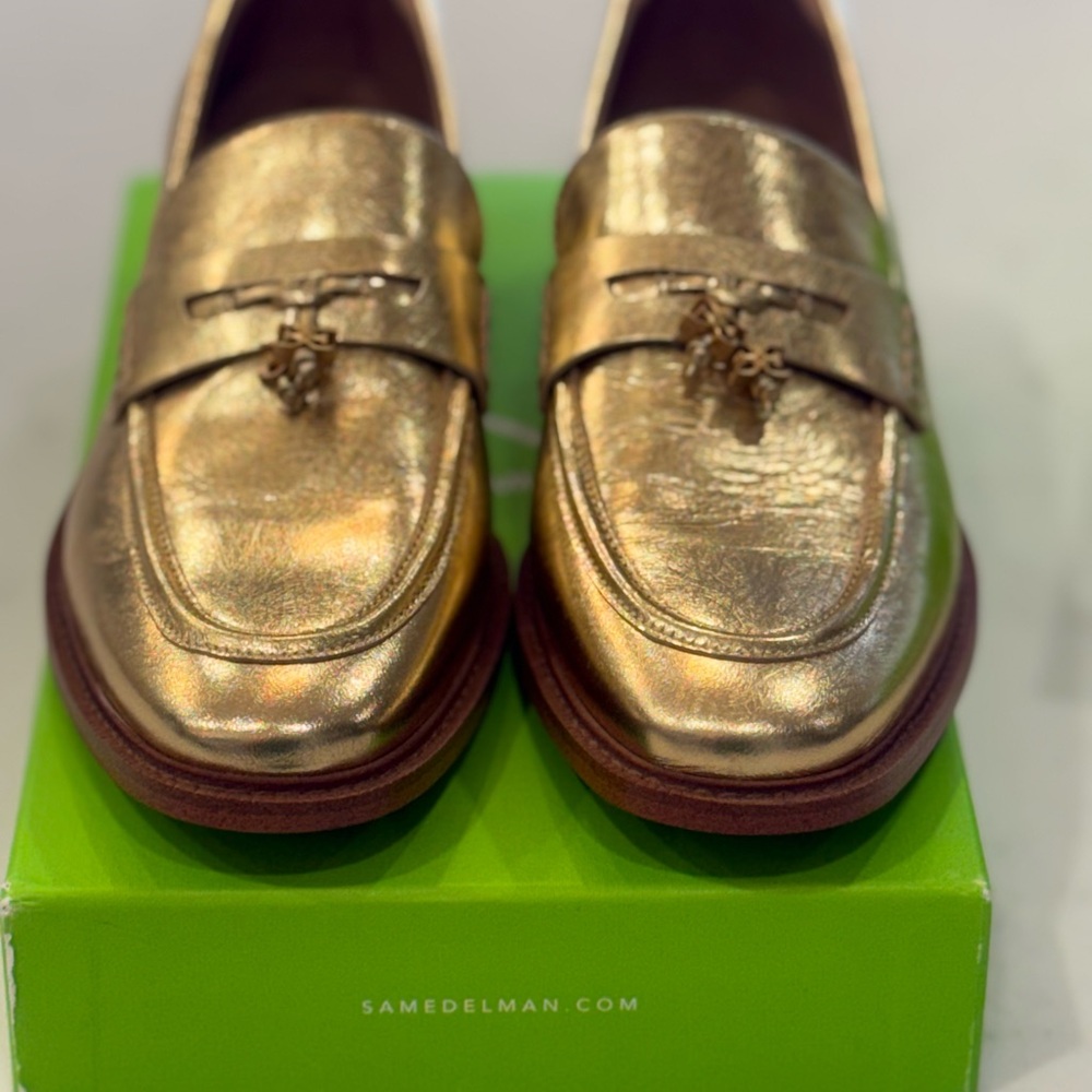 Delman Metallic Gold Loafers size 9